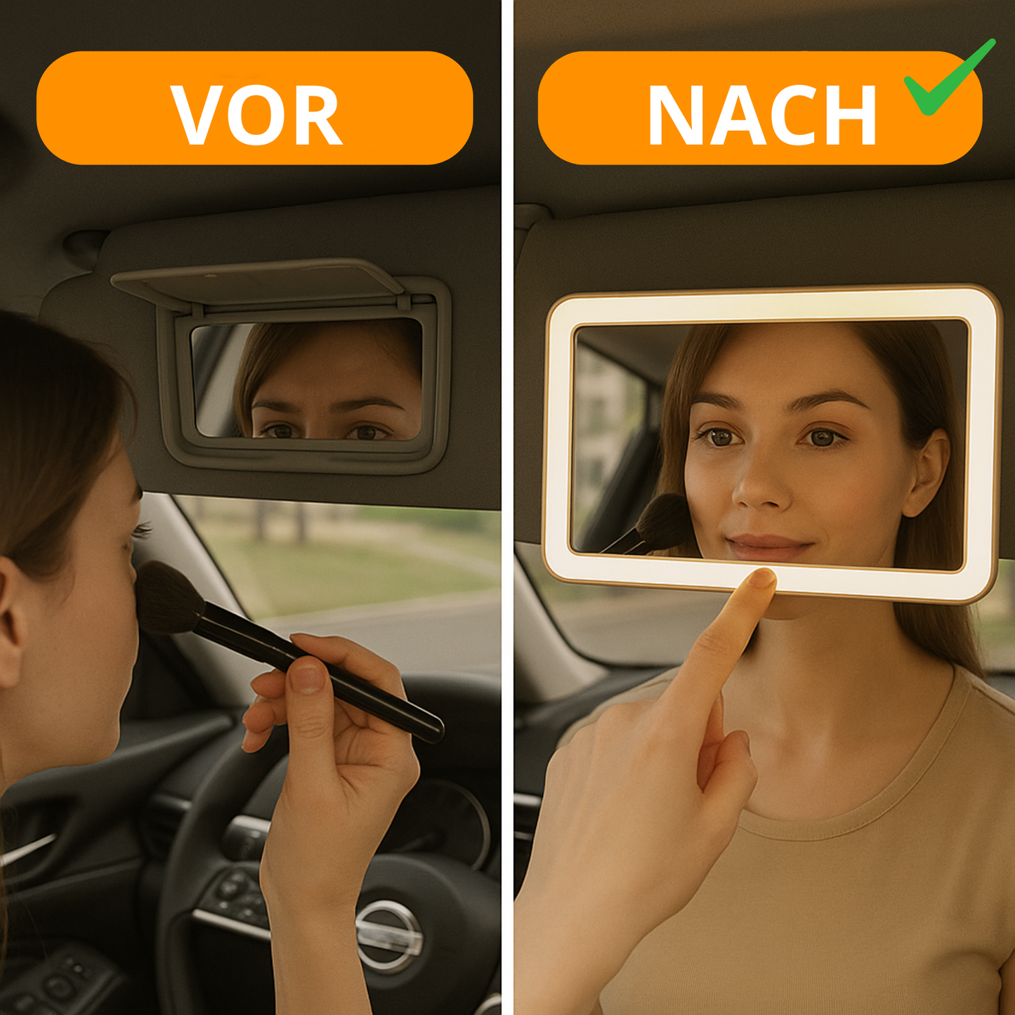 LED-Auto-Schminkspiegel – Touch-Licht & wiederaufladbar