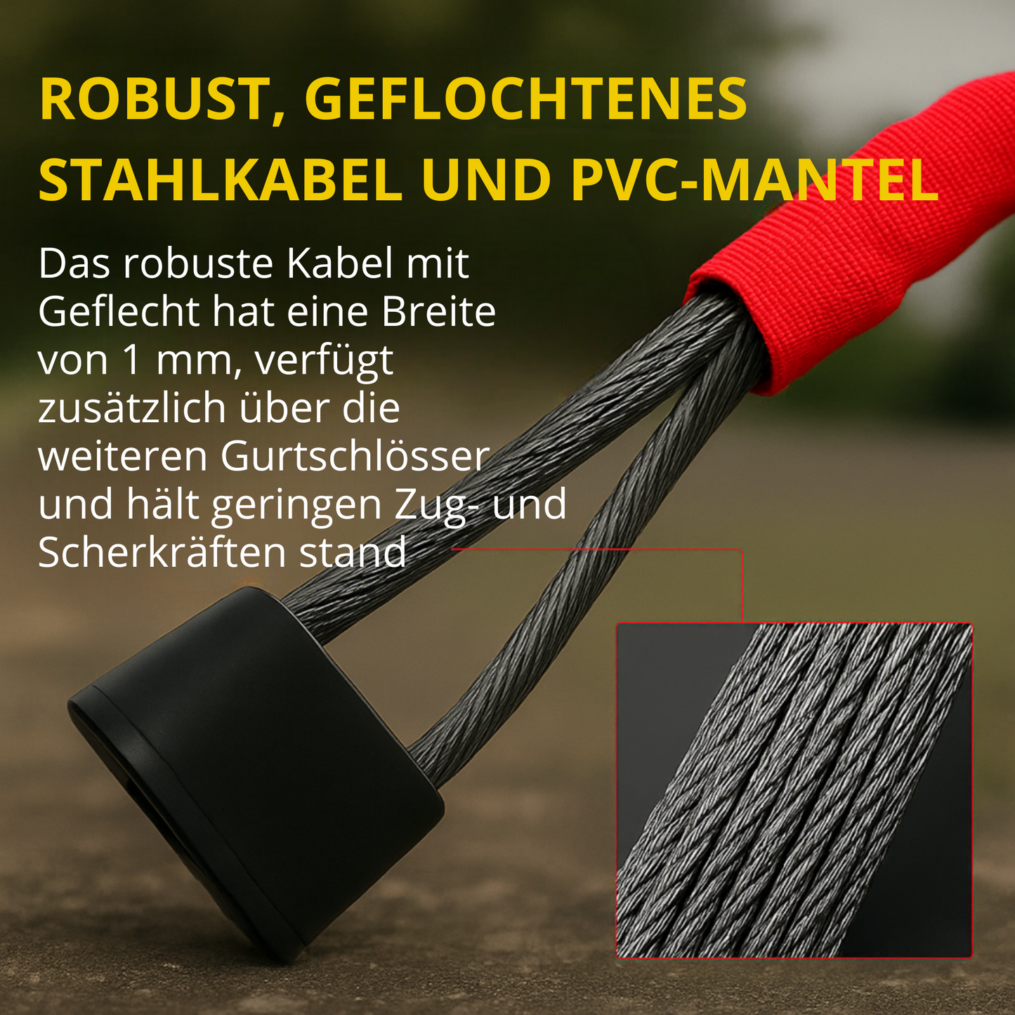 Auto-Lenkrad- und Sicherheitsgurtschloss – Verstärktes Stahlkabel + 3 Schlüssel – SUV, LKW, Autosicherheit