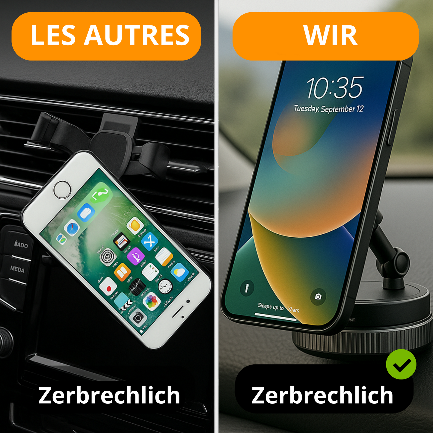 Magnetische Autotelefonhalterung – Windschutzscheibe & Armaturenbrett