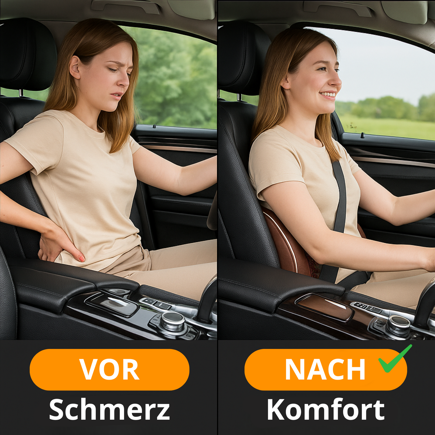Ergonomisches Auto-Lendenkissen – Atmungsaktives Netzgewebe