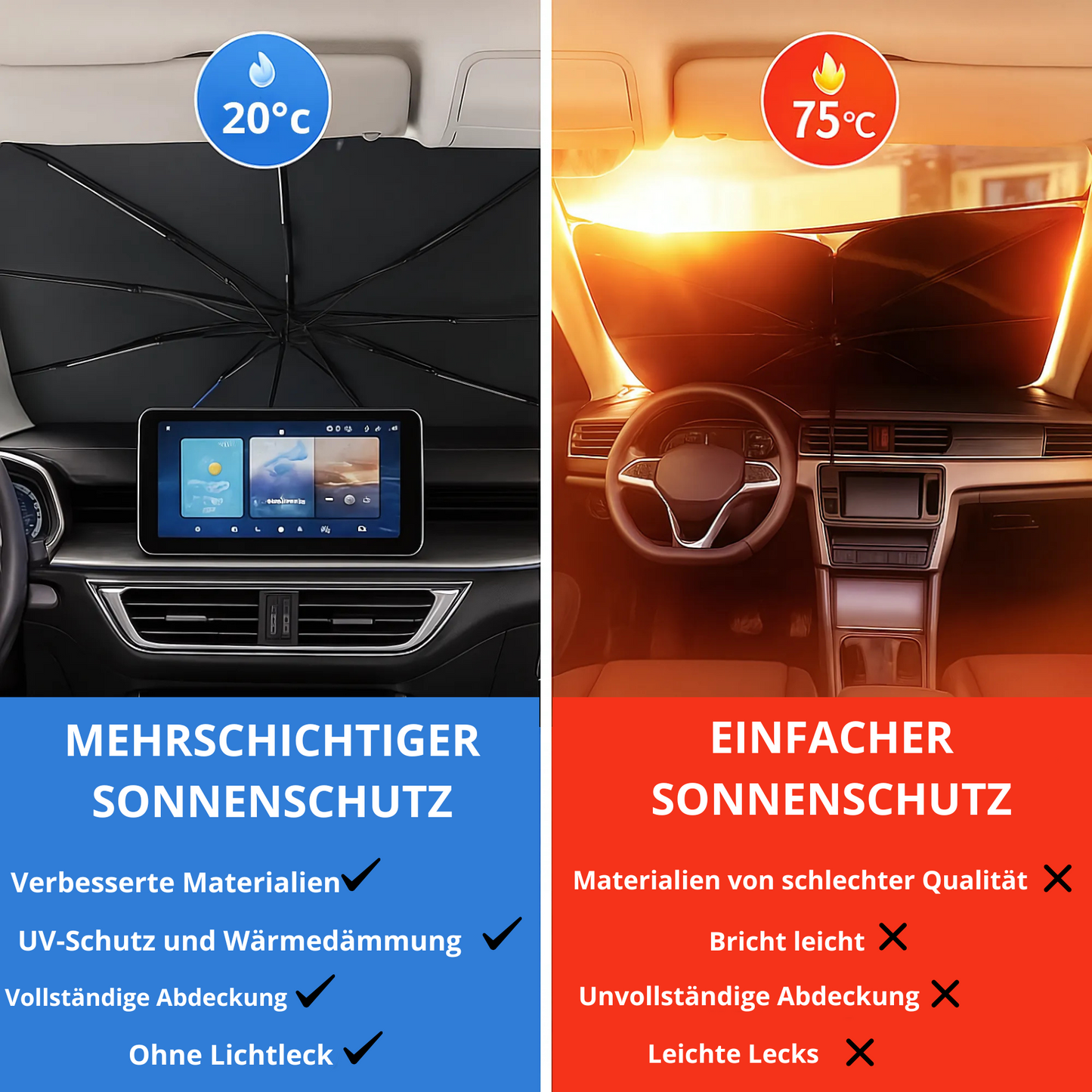 UVX 26 PRO™ Hitzeschild-Sonnenschutz vorne – Bis zu -30°C im Fahrgastraum