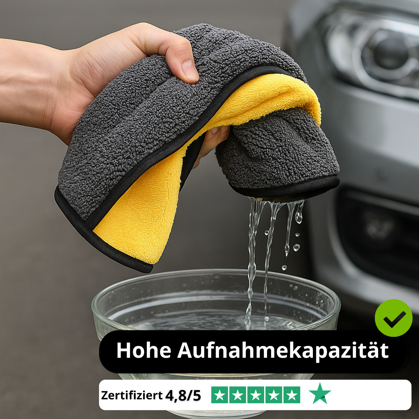Mikrofaser-Autotuch 30x60 cm – Super saugfähig, weich und dick zum Waschen, Trocknen und Pflegen des Autos