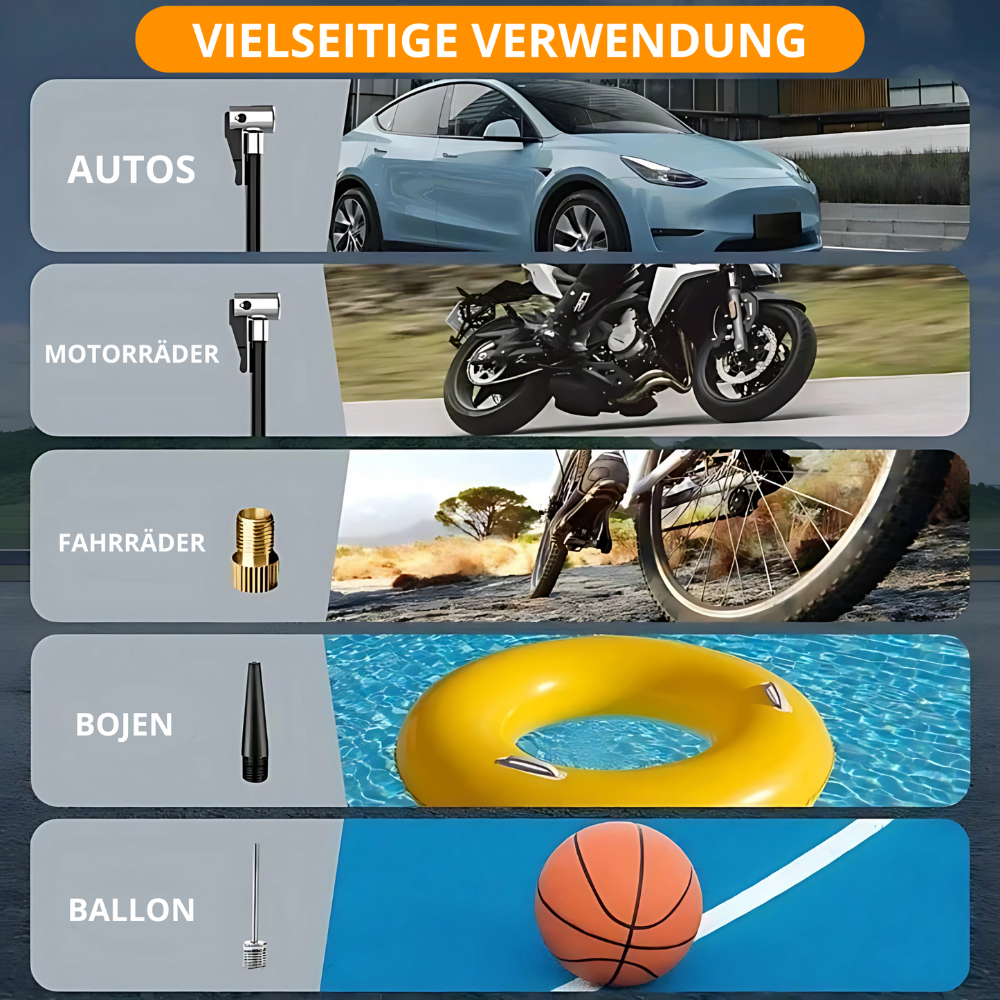 Tragbarer Auto-Luftkompressor – mit LED-Anzeige und wiederaufladbarem Akku