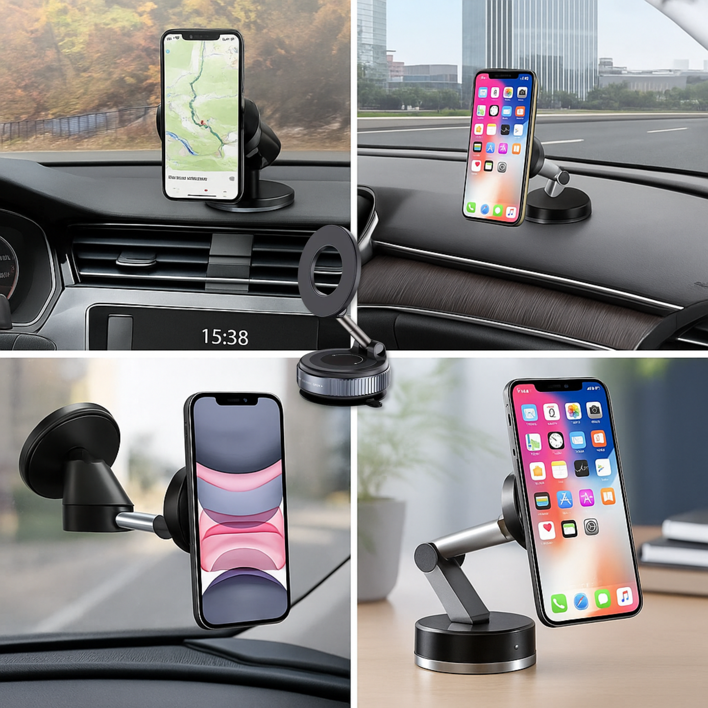 Magnetische Autotelefonhalterung – Windschutzscheibe & Armaturenbrett