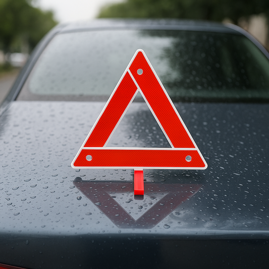 Reflektierendes Notfall-Warnschild für Autos – dreieckig, faltbar, 30 x 30 cm
