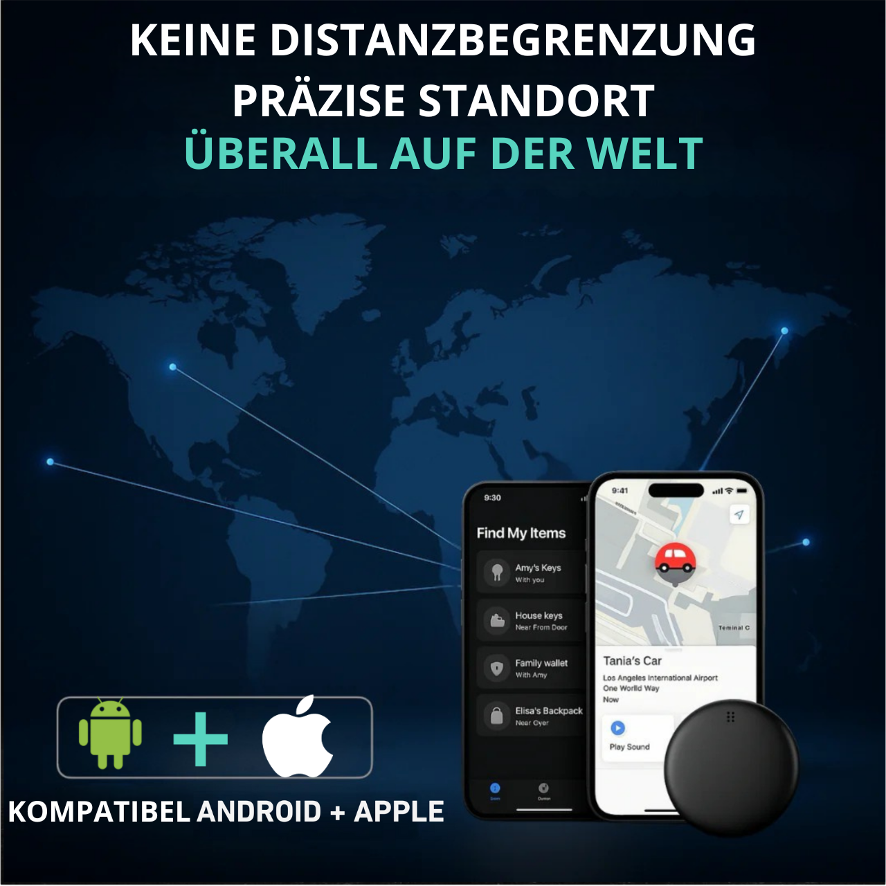 GP90 - Präziser GPS-Tracker ohne Abonnement (Android/Apple)