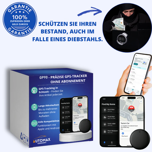 GP90 - Präziser GPS-Tracker ohne Abonnement (Android/Apple)