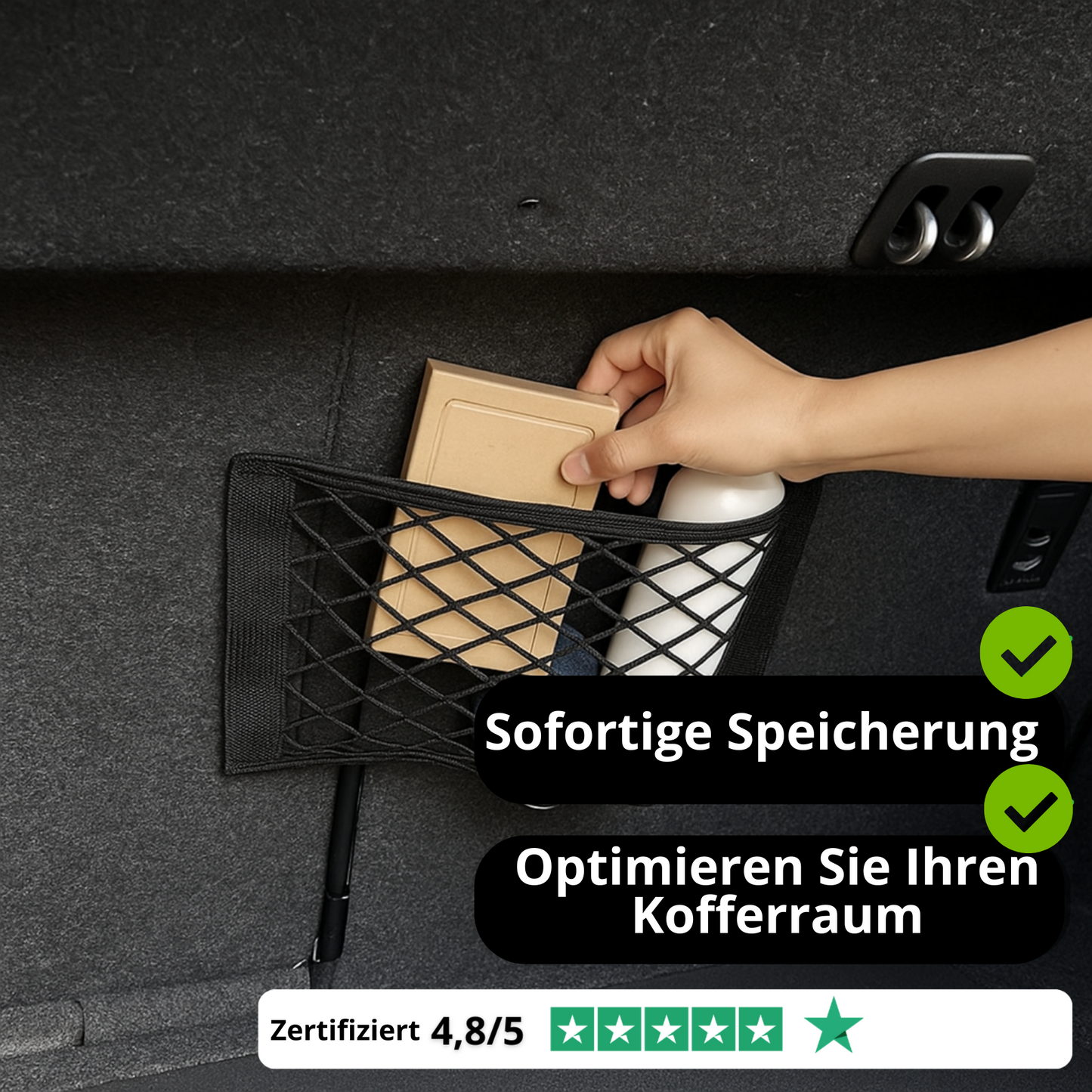 Selbstklebendes Kofferraum-Aufbewahrungsnetz – Auto-Organizer