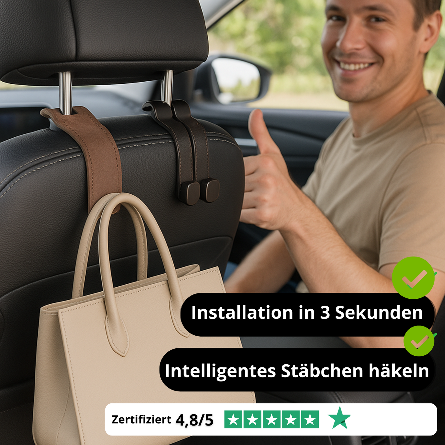 Universal-Autotaschenhalter - Autotaschenhalter aus Leder