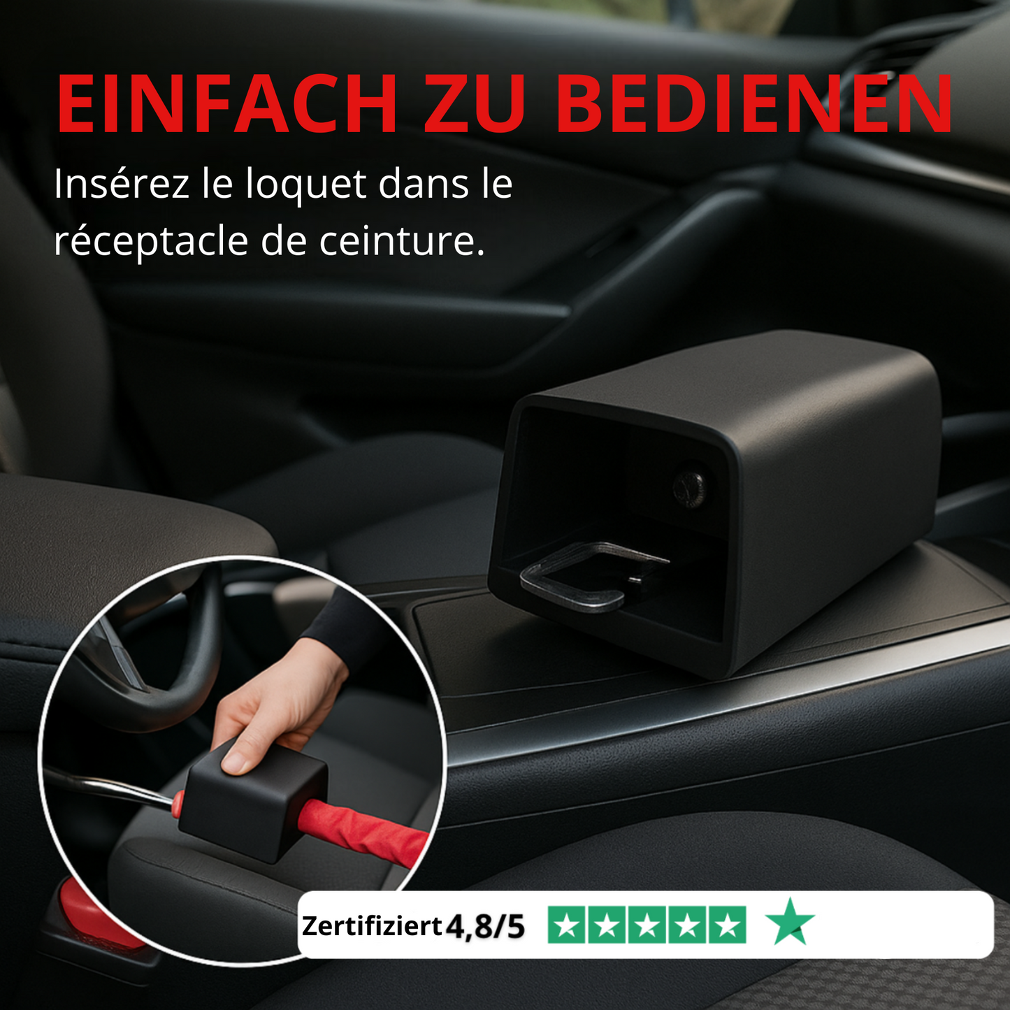 Auto-Lenkrad- und Sicherheitsgurtschloss – Verstärktes Stahlkabel + 3 Schlüssel – SUV, LKW, Autosicherheit