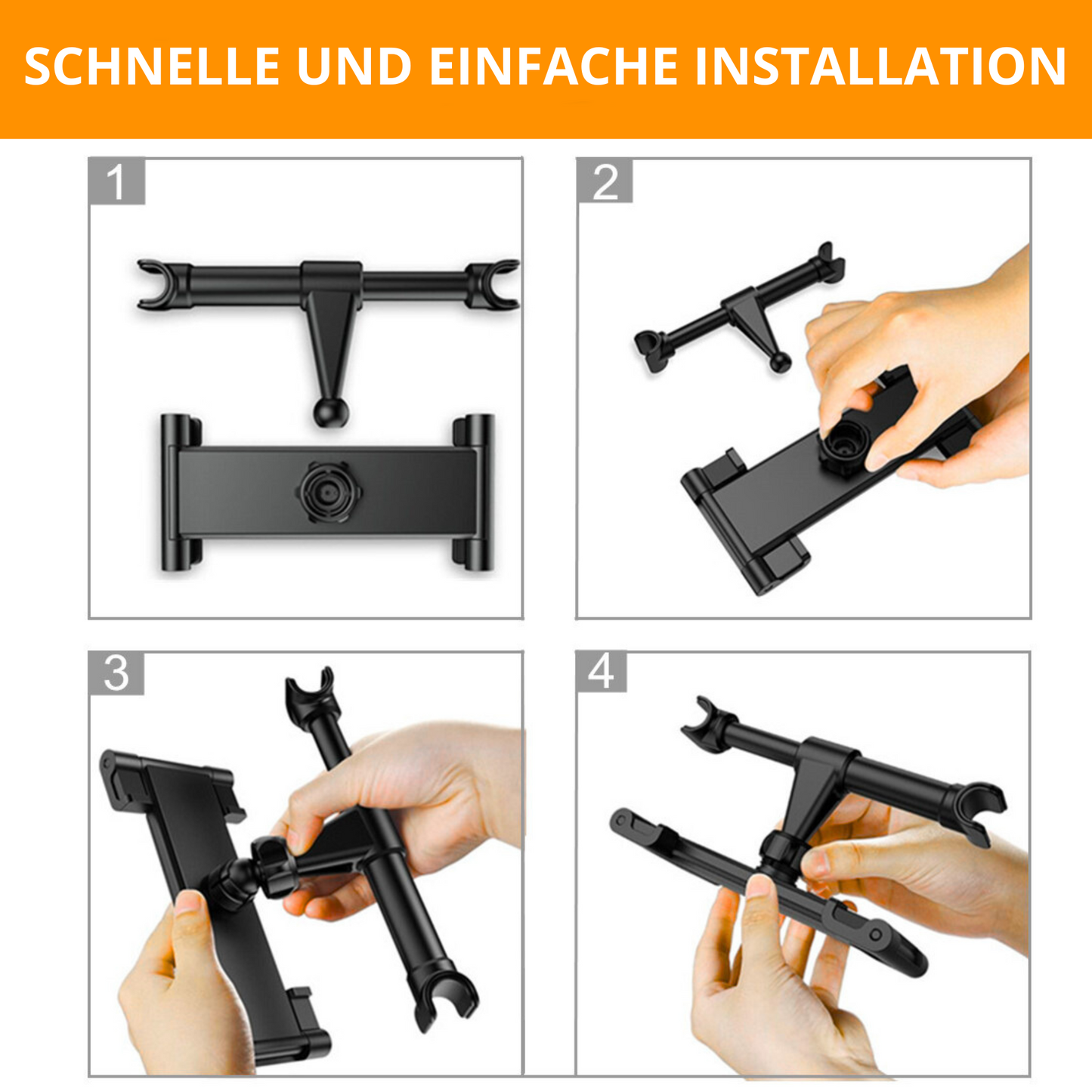 Universal-Autohalterung für Tablets & Smartphones – Verstellbare Kopfstütze