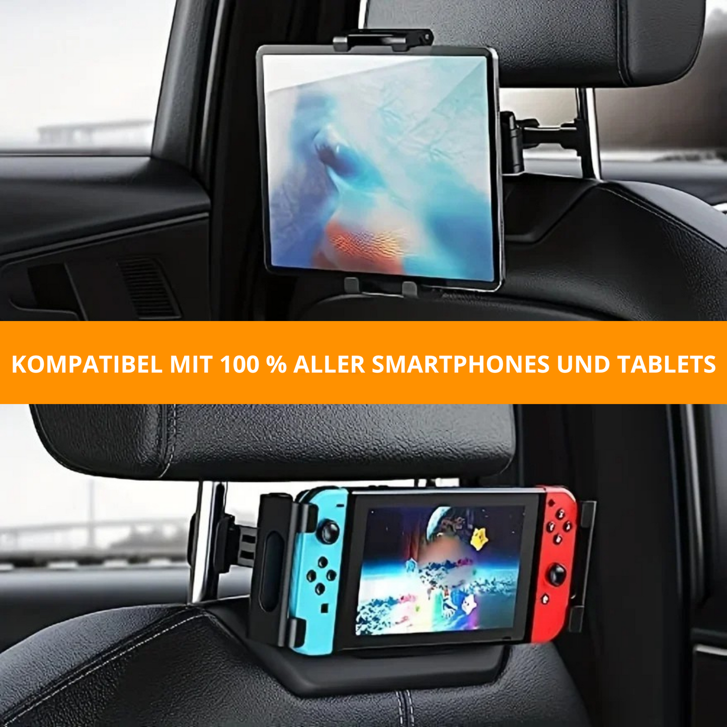 Universal-Autohalterung für Tablets & Smartphones – Verstellbare Kopfstütze