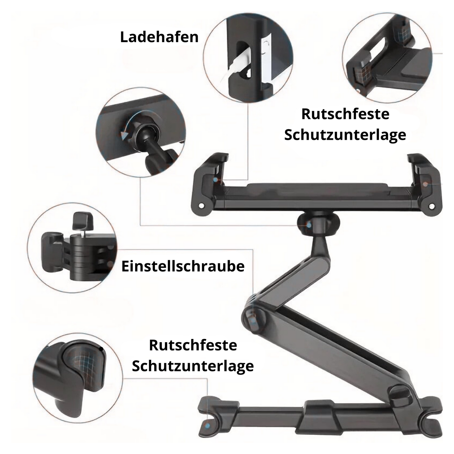 Universal-Autohalterung für Tablets & Smartphones – Verstellbare Kopfstütze