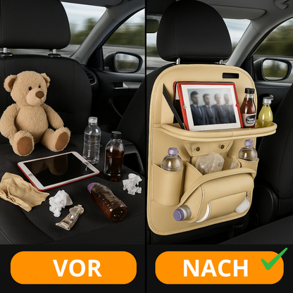 Premium-Autositz-Organizer aus PU-Leder mit klappbarem Tisch
