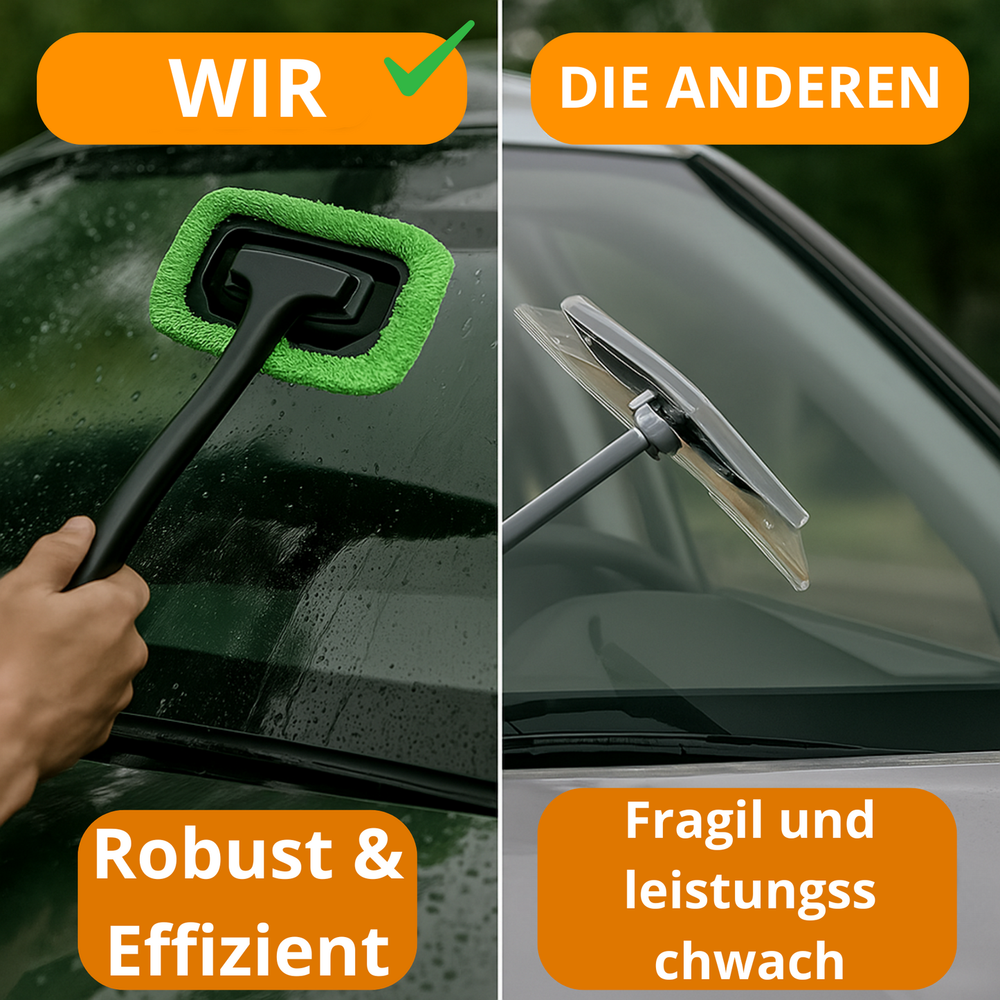 Auto-Windschutzscheiben-Reinigungsbürste – Mikrofaser & langer Griff