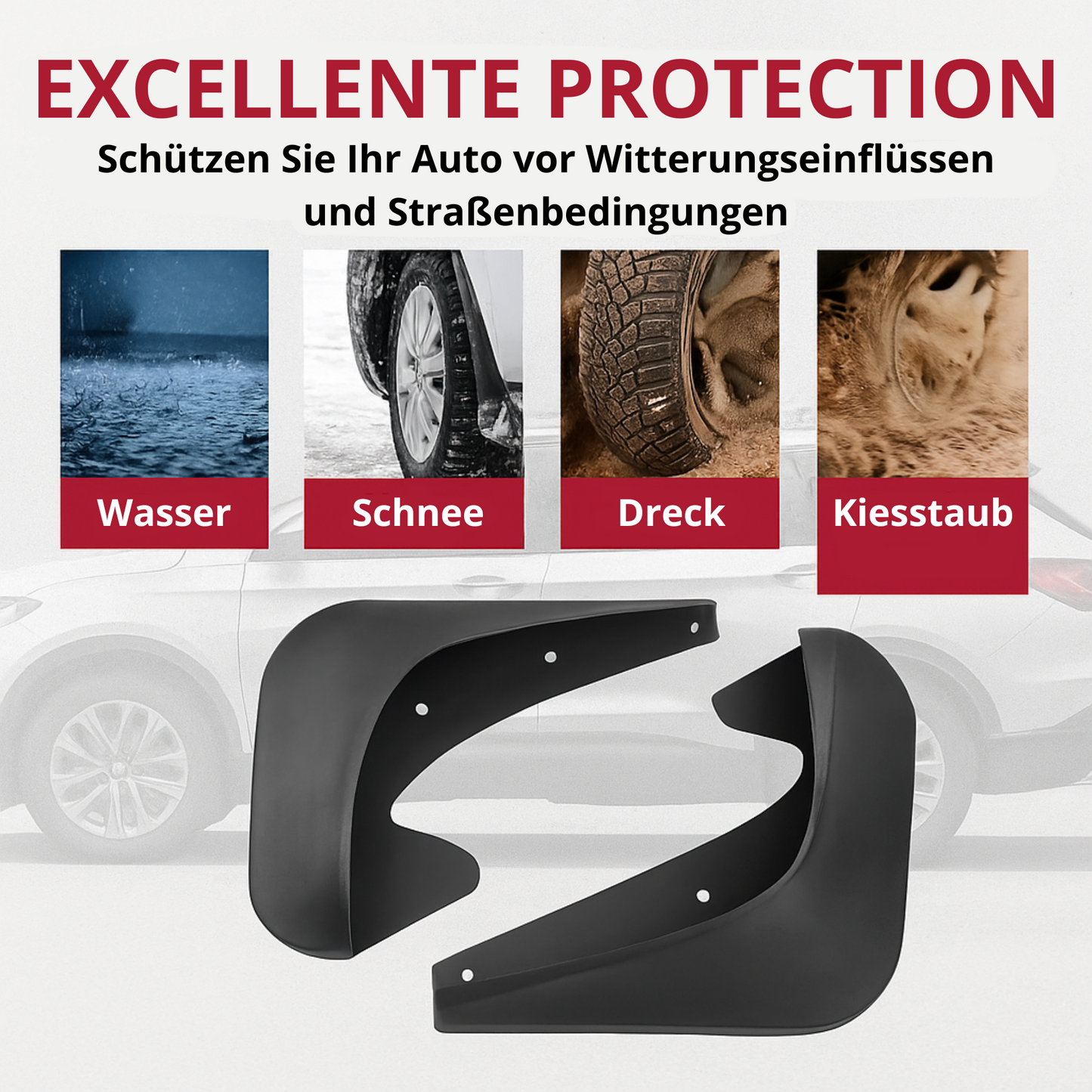 Universal Auto Schmutzfänger (4 Stück) - Spritzschutz für Vorder- und Hinterräder