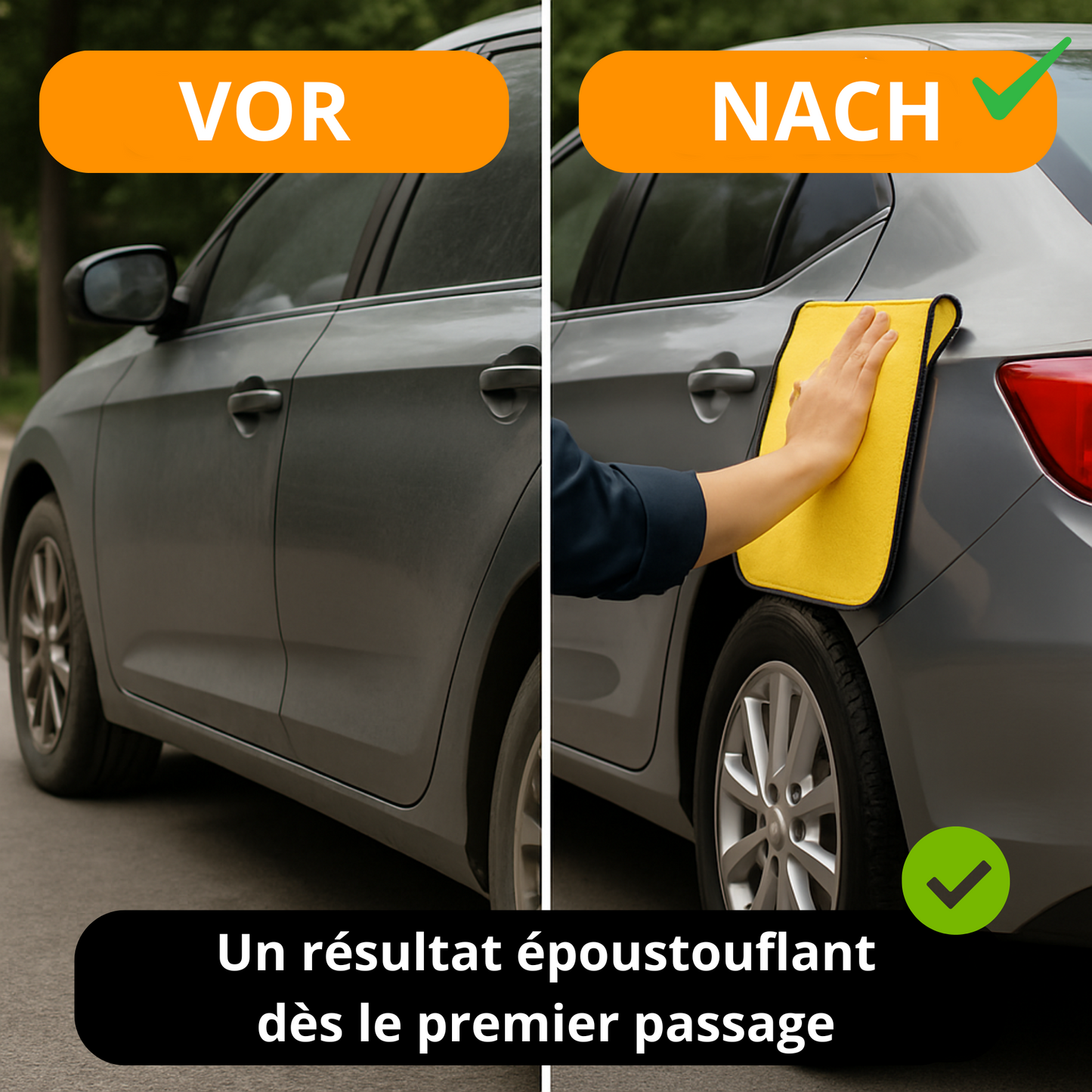 Mikrofaser-Autotuch 30x60 cm – Super saugfähig, weich und dick zum Waschen, Trocknen und Pflegen des Autos