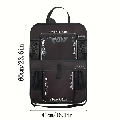 Auto-Rücksitz-Organizer (2er-Pack) – Aufbewahrung mit mehreren Taschen, Rückenlehnenschutz und Fußstütze – Schwarz